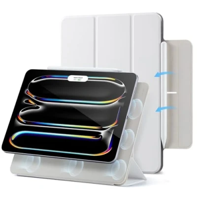 Afbeelding van ESR iPad Pro hoes 11 inch (2024), sterke magnetische bevestiging, slanke drievoudige standaard, ondersteunt Apple Pencil en (USB C), automatische slaap/wake, duurzame bescherming, serie