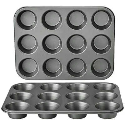 Afbeelding van Amazon Basics Muffinvormpjes van koolstofstaal, anti aanbaklaag, 2 stuks