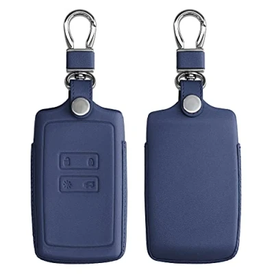 Afbeelding van kwmobile autosleutelhoes geschikt voor Renault 4 knops Smartkey autosleutel (alleen Keyless Go) Hoesje in donkerblauw Leren hoes