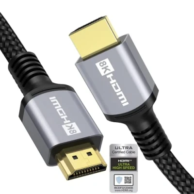 Afbeelding van Anhuicco HDMI kabel 2.1, 4K, 8K, HDR gecertificeerd 7,5 m, 48 Gbps, 2 K, 240 Hz, 4 120 144 8 10 60 ALLM Freesync RGB 4:4:4 ARC HDR10+ HDCP 2.3 VRR, Ondersteunt PS5 Xbox, Soundbar Real 8K Fire TV