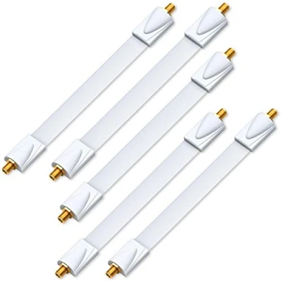 Afbeelding van deleyCON 5x Raamdoorvoer SAT Kabel 17cm Flexibele 26cm Lange Koppeling Ramen &amp; Deuren Verguld Extreem Vlak Afgeschermde Zelfklevende Pads Wit