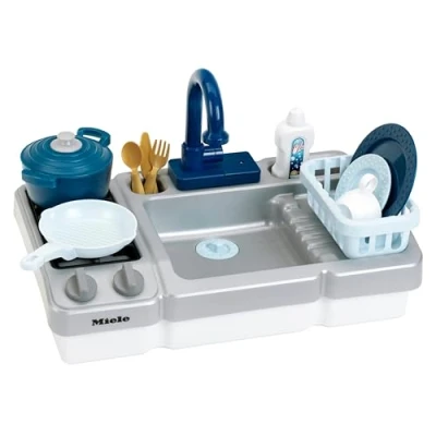 Afbeelding van Klein Toys Miele speelgoed spoelbak met waterfunctie en kookplaat blauw grijs