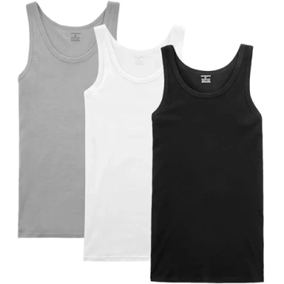 Afbeelding van NUOZA Set van 5 tanktop voor heren, onderhemd 100% katoen, alle maten en kleuren, 1 wit, zwart, grijs