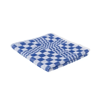 Afbeelding van Handdoek blauw geblokt 50 x cm 3 stuks