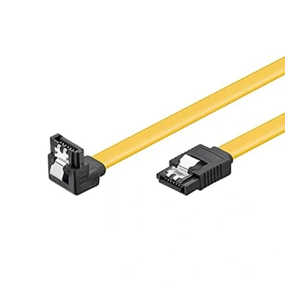 Afbeelding van SATA datakabel recht / haaks naar beneden plat SATA600 6 Gbit/s geel 1 meter