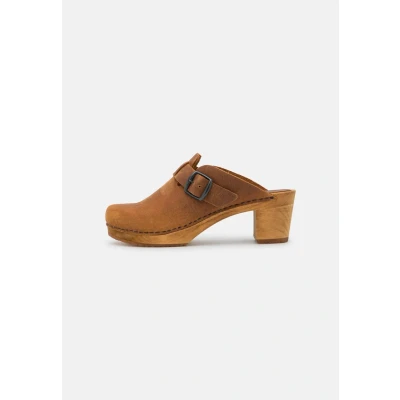 Afbeelding van Sanita Malulo Square OPEN Clogs, Dames, Maat: 38, Chestnut Leer