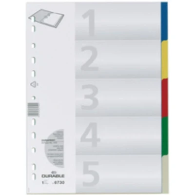 Afbeelding van Durable 6730 Register DIN A4 blanco Polypropyleen Meerdere kleuren 5 tabbladen 673027