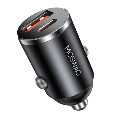 Afbeelding van MOSWAG Autoladeradapter USB C 30W oplader sigarettenaansteker snel opladen Dual Port autolader compatibel met iPhone 15/14/Pro Max, iPad, SamSung