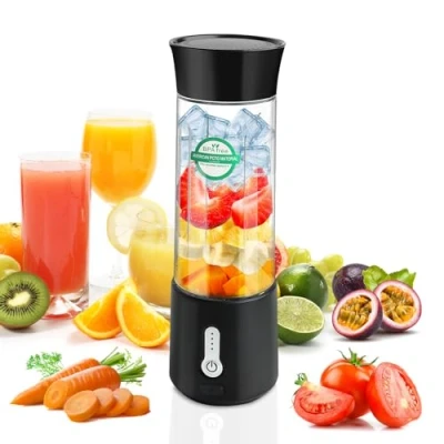 Afbeelding van draagbare blender 500 ml voor smoothies en milkshakes, mini met 6 roestvrijstalen messen, type C oplaadbaar