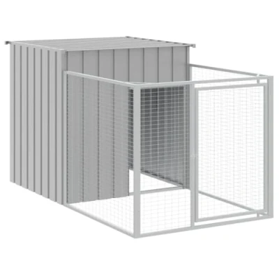 Afbeelding van vidaXL Hondenhok met dak 110x201x110 cm gegalvaniseerd staal grijs
