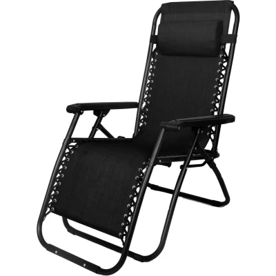 Afbeelding van Bestgarden Camping Lounge Stoel Tuinmeubelen 172x66x108 cm Zwart