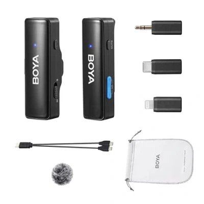 Afbeelding van Boya BOYALINK A1 Draadloze Lavalier mini microfoon voor iPhone, Android camera, pc, laptop, video opname, vlog, podcast live stream interview (TX+RX)