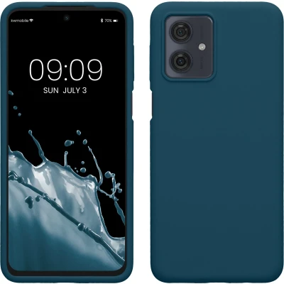 Afbeelding van kwmobile telefoonhoesje geschikt voor Motorola Moto G54 5G Hoesje met siliconen coating Smartphone case in petrol