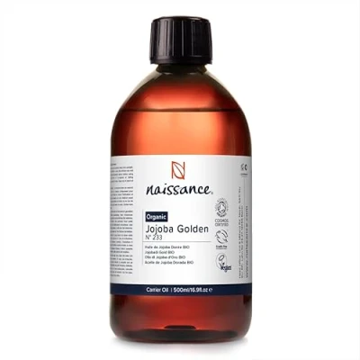Image de Naissance Huile de Jojoba Dorée Certifiée BIO (No. 233) 450ml Naturelle, Pressée À Froid pour Visage, Cheveux, Massage, Peau