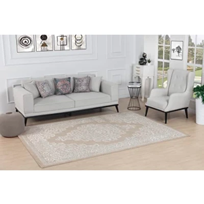 Afbeelding van SURYA Vloerkleed Woonkamer, Slaapkamer Vintage Oosters Tapijt ELIN Beige/Wit 160x213 cm