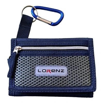 Afbeelding van Lorenz Slanke portemonnee voor heren van canvas met riemhaak, Navy Blauw, casual