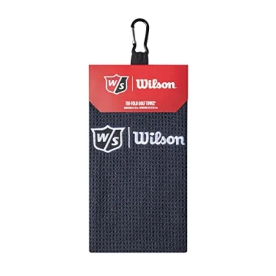 Image de Wilson Staff Unisexe Serviette de Golf, Pliage triple, TRI FOLD, Microfibre, Noir, Taille Unique, WGA9000102