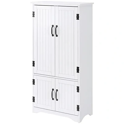 Afbeelding van HOMCOM Keukendressoir, moderne keukenkast, meerdere vakken, 2 kasten, 3 planken, MDF, spaanplaat, wit