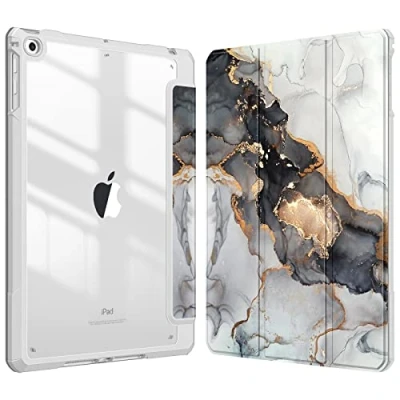 Afbeelding van Fintie Hoes Compatibel met iPad 6. Generatie (2018)/5. Gen (2017) 9,7 inch [ingebouwde pennenhouder] schokbestendige afdekking, transparante harde schaal achterbeschermhoes, troebel marmer