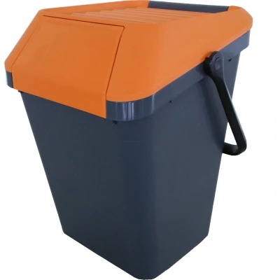 Afbeelding van EasyMax afvalemmer 45 liter grijs, oranje
