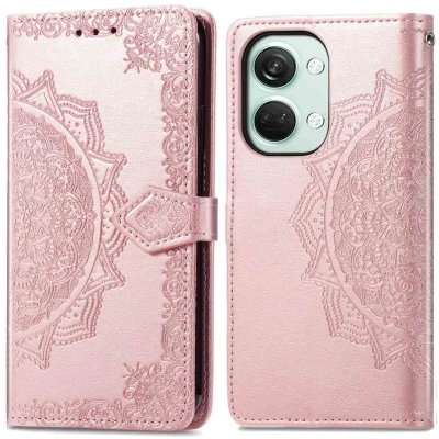 Afbeelding van iMoshion Hoesje Geschikt voor OnePlus Nord 3 Met Pasjeshouder Mandala Bookcase Rosé Goud