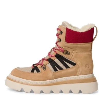 Afbeelding van Tamaris Veterboots, Dames, Maat: 40, Camel Imitatieleer/ textiel