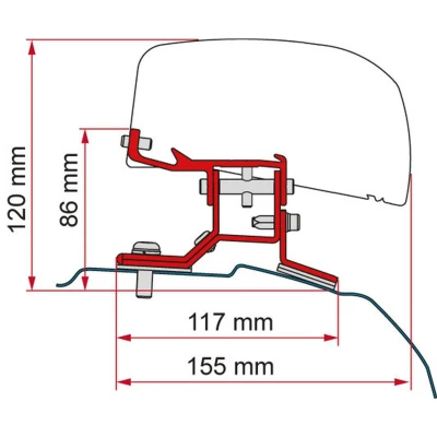 Afbeelding van Fiamma F40van Ford Custom L2 Vanaf 2012 Adapter Kit Kleurloos Luifels Accessoires