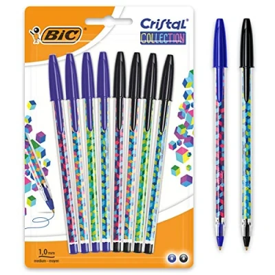 Afbeelding van BIC Cristal Collection Balpen, medium punt (1,0 mm), verschillende kleuren, blisterverpakking met 8 stuks