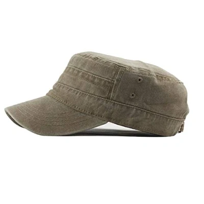 Afbeelding van UAOOK Hoogwaardige klassieke militaire pet voor heren, laag profiel, zomer, 100% katoen, verstelbaar, baseballpet, uniseks, kaki, Kleur: kaki