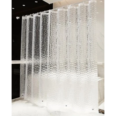 Afbeelding van OTraki Douchegordijn 240 x 200 cm 3D Semi transparant Badgordijn EVA Waterdicht Anti Schimmel Badkamergordijn met 16 Haken Wasbaar Shower Curtain voor Badkamer Badkuip