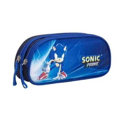 Afbeelding van mybagstory Sonic School Etui Dubbel Compartiment 22,5 x 9,5 7,3 cm Ritssluiting voor Jongens, Basisschool, Cadeau idee