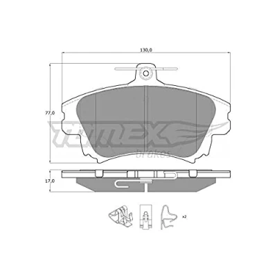 Afbeelding van TOMEX brakes TX 14 03 Remblokkenset Vooras Met akoestische slijtagewaarschuwing toebehoren MITSUBISHI: COLT 6