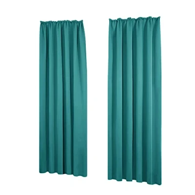 Afbeelding van Deconovo Verduisteringsgordijnen, babykamer, thermogordijn, raam, woonkamer, plooiband, turquoise, 140 x 245 cm, 2 stuks
