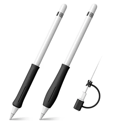 Afbeelding van FINTIE Siliconen hoes compatibel met potlood (USB C) en (2e/1e generatie) [anti rolling design] ergonomische beschermhoes handgreep van siliconen, zwart