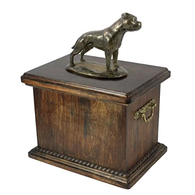 Afbeelding van Elegante urn hond voor Staffordshire Bull Terrier met beeldje