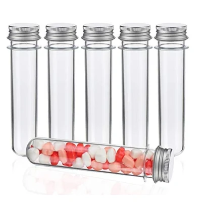 Afbeelding van reageerbuisjes van kunststof, transparant, met schroefsluiting, 45 ml, voor bloemenvaas, kralen, snoep, glas, parels, laboratorium, 30 stuks