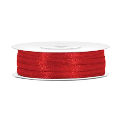 Afbeelding van Satijnen lint van polyester, strik en geschenkverpakking 6/12/25/38/50/100 mm x 25 m (maat 3 50 kleur rood)