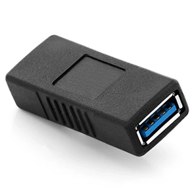 Afbeelding van deleyCON Koppeling aansluitkoppeling adapter USB 3.0 uitbreiding één krik naar stopcontact twee connect kabels zwart