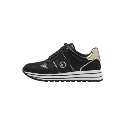 Afbeelding van Tamaris Sneakers laag, Dames, Maat: 38, Black gold Imitatieleer/ textiel
