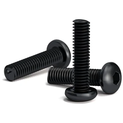 Afbeelding van 200 stuks zwarte schroeven M3 x 12 mm met ronde zeskantkop voor inbussleutel van gelegeerd staal klasse 10.9. Lengte: mm. Knopkop ISO 7380. Koolstofgehard hoge hardheid