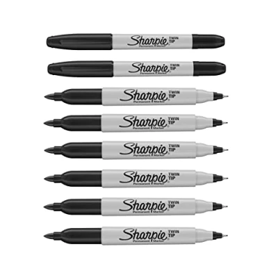 Afbeelding van Sharpie Set van 8 permanente markers met dubbele punt zwarte inkt fijne en ultradunne