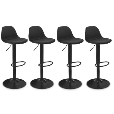 Afbeelding van Lot de 4 tabourets bar KARL design noir pied