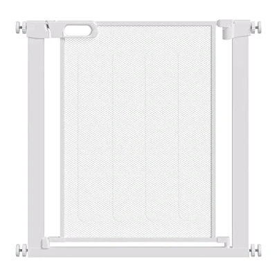 Afbeelding van PawHut Veiligheidshek voor huisdieren met automatische sluiting, dubbele vergrendeling (wit, 82 x 2 76 cm)