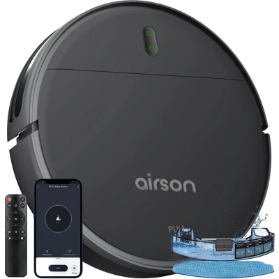 Afbeelding van Airson Robotstofzuiger Met Dweilfunctie Laadstation Dweilrobot Huisdieren Afstandsbediening En App