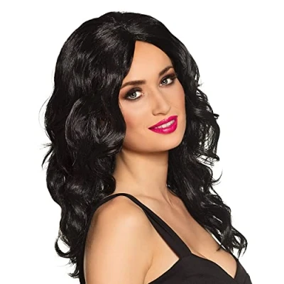 Afbeelding van Boland Pruik Celebrity Zwart Golvend Lang Vrouwen Showgirl