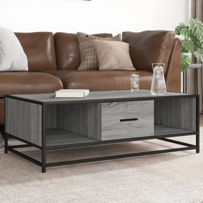 Afbeelding van Salontafel 100x57x35 cm bewerkt hout en metaal grijs sonoma