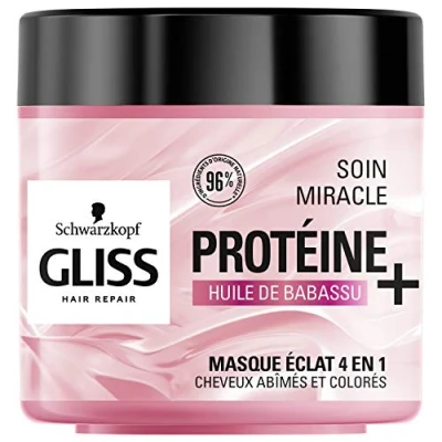 Afbeelding van Schwarzkopf Gliss Gezichtsmasker Miracle Eclat 4 in 1 beschadigd en gekleurd haar Verzorgd 96% ingrediënten van natuurlijke oorsprong doos met 400 ml
