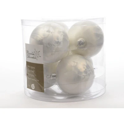 Afbeelding van Decoris Kerstballen 6 st wit ijslak glas mat glans 8 cm