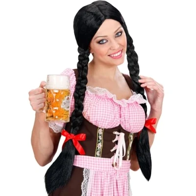 Afbeelding van Widmann Pruik, Lange Vlechten Blond Bierfeest Verkleedkleding