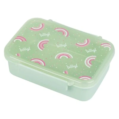 Afbeelding van Baagl Lunchbox voor kinderen, broodtrommel met vakken, meisjes, kleuterschool, scheidingsvakken, snackbox, (regenboog)